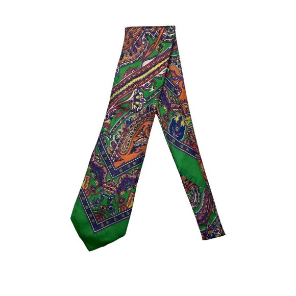 5-99 RALPH LAUREN Purple Label Tie Paisley 100% Silk Pastels - Picture 1 of 6